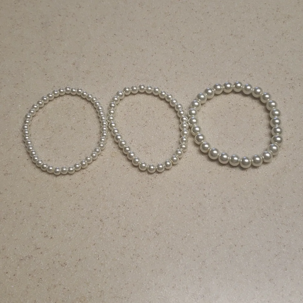 NWOT A New Day Faux Pearl Bracelets, Set Of Five, Ivory, Stretchy, Women's